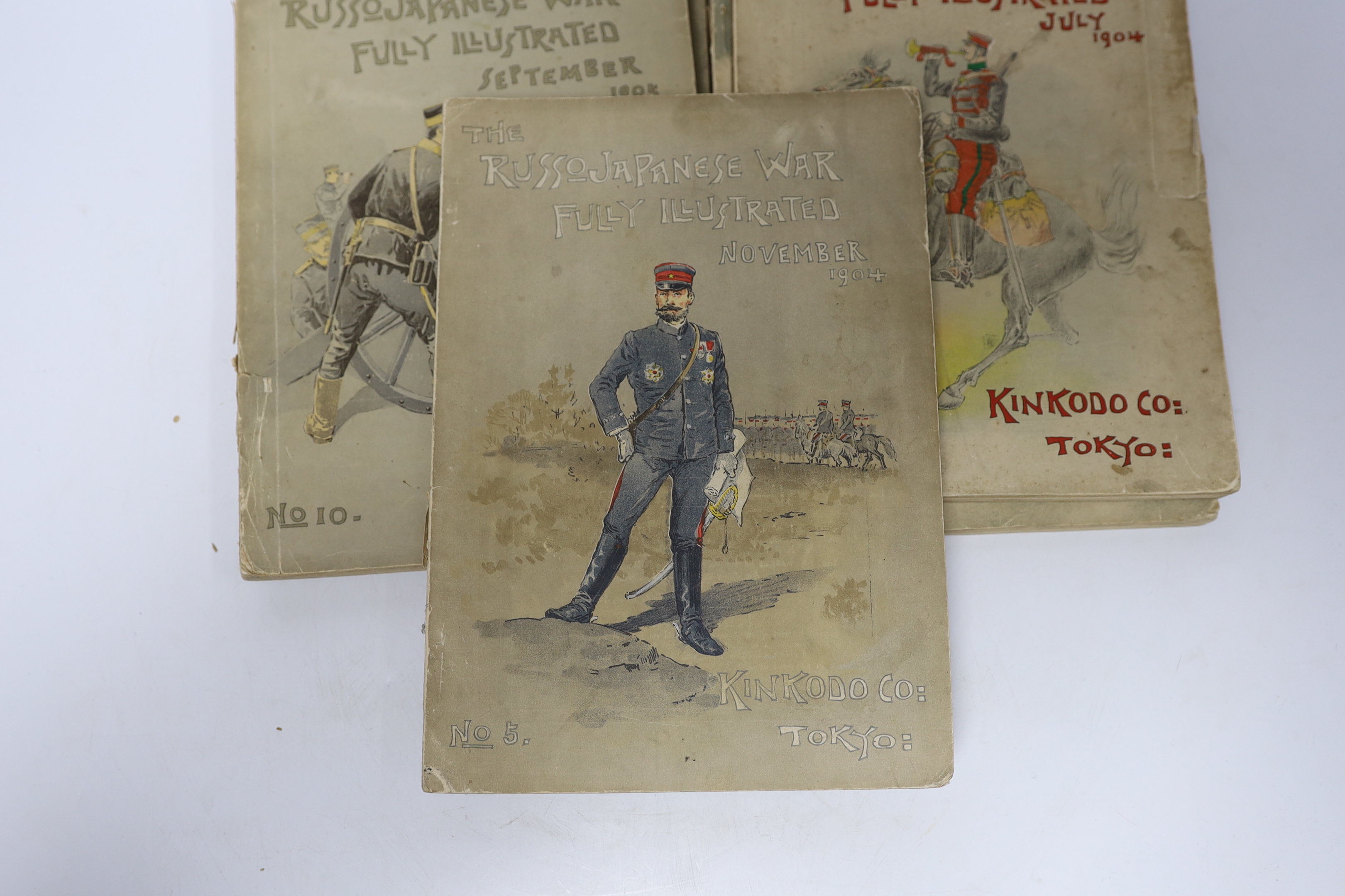 Five volumes of the Russo-Japanese war, illustrated, July 1904, November 1904, March 1905, July 1905 and September 1905